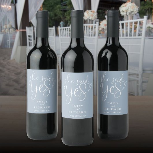 イエスと言った 婚約パーティー ダスティーブルー ワインラベル