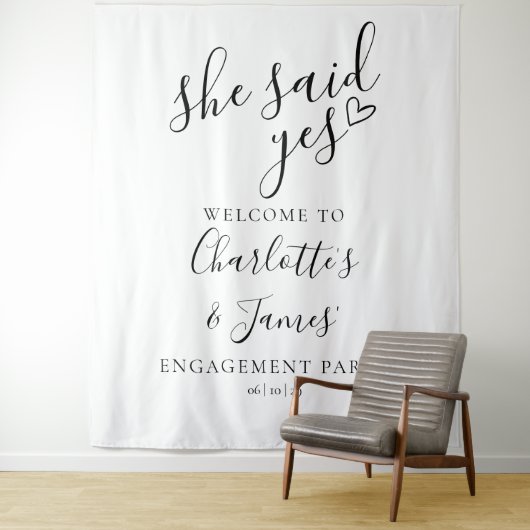 「イエスと言った」婚約パーティー フォトプロップ タペストリー (インサイチュ)