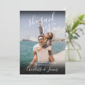 イエスと言った 婚約パーティー ラブ ハート フォト 招待状 (スタンド正面)