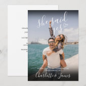 イエスと言った 婚約パーティー ラブ ハート フォト 招待状 (正面/裏面)