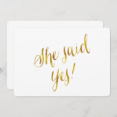 「イエスと言った」引用 偽金箔 メタリック デザイン 案内状 (正面/裏面)