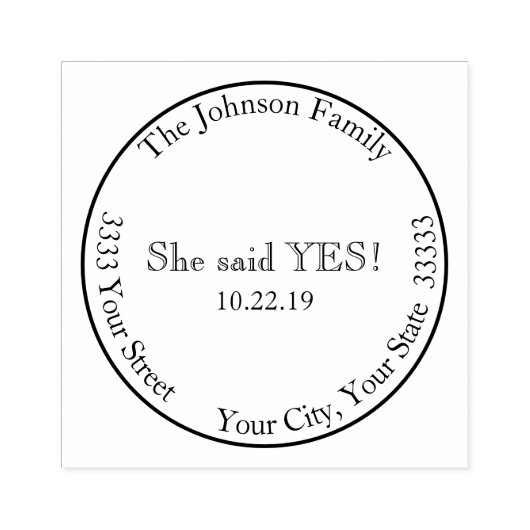 イエスと言った！ 日付を保存  返信先住所 ラバースタンプ (インプリント)