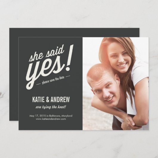 イエスと言った! 日程を保存しよう 招待状 (正面/裏面)