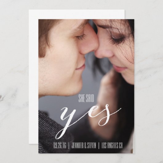 イエスと言った | 現代の写真で事前お知らせ セーブザデート (正面/裏面)