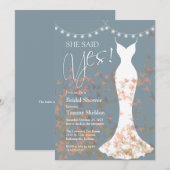 イエスと言った 秋の青い ブライダルシャワーの招待状 招待状 (正面/裏面)