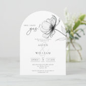 「イエスと言った 花の写真 結婚式 エンゲージメント パーティー アーチ」 招待状 (スタンド正面)