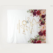 イエスと言った 花嫁のシャワーのためのバーガンディ フローラル バックドロップ タペストリー (正面(横))