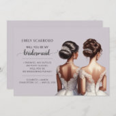 イエスと言って アフリカ系アメリカ人のブライズメイドへの提案 招待状 (正面/裏面)