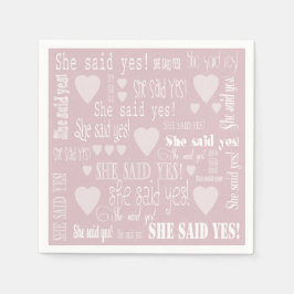 イエスと言われた ピンクの婚約パーティー スタンダードカクテルナプキン