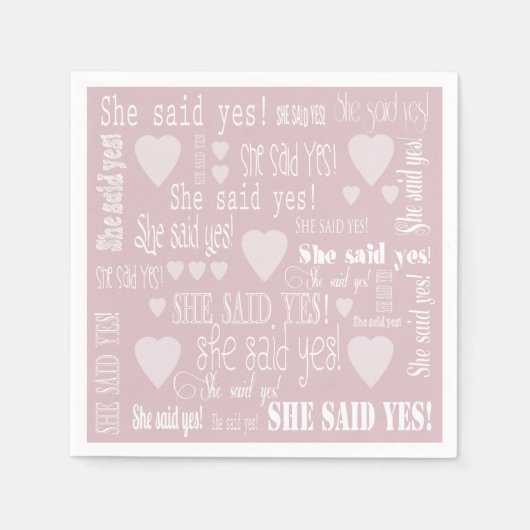 イエスと言われた ピンクの婚約パーティー スタンダードカクテルナプキン (正面)