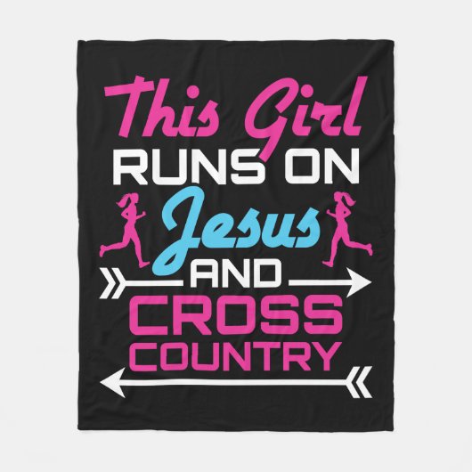イエスと走クロスカントリーの少女かわいい フリースブランケット (正面)