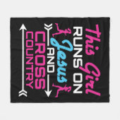 イエスと走クロスカントリーの少女かわいい フリースブランケット (正面(横))