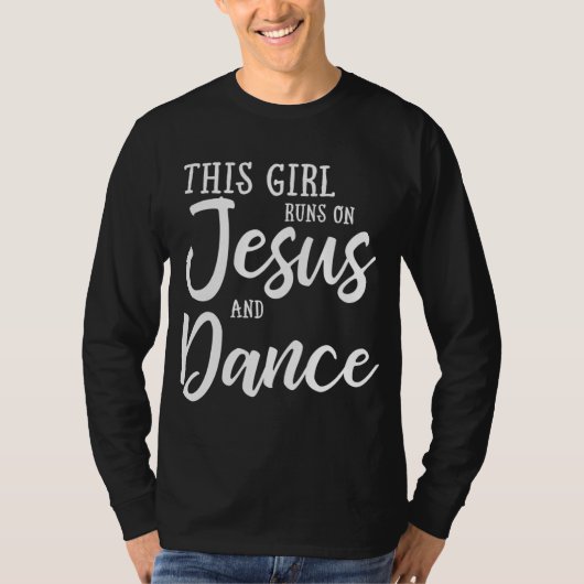 イエスと走ダンスのクリスチャンの贈り物の女の子 Tシャツ (正面)
