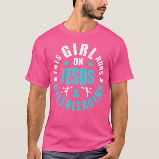 イエスと走チアリーティングの女の子のGifの上の女の子 Tシャツ (正面)