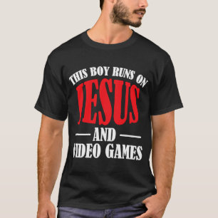 イエスと走ビデオゲームの少年クリスチャンG Tシャツ