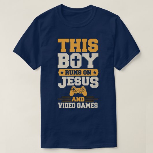 イエスと走ビデオゲームクリスチャンGの少年 Tシャツ (デザイン正面)