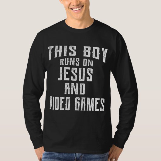 イエスと走ビデオゲームクリスチャンGの少年 Tシャツ (正面)