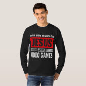 イエスと走ビデオゲームクリスチャンGの少年 Tシャツ (正面フル)