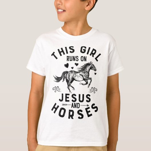 イエスと走馬の馬馬の女の子 Tシャツ (正面)