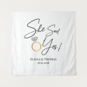 イエスと返事があった！婚約 結婚 背景の垂れ幕 タペストリー (正面)