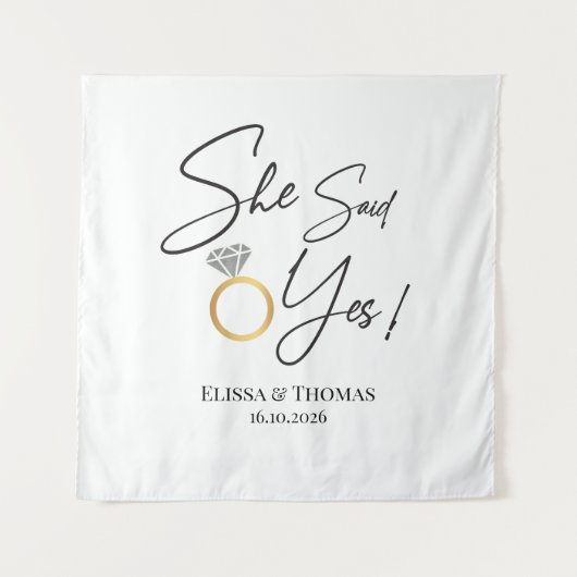 イエスと返事があった！婚約 結婚 背景の垂れ幕 タペストリー (正面)