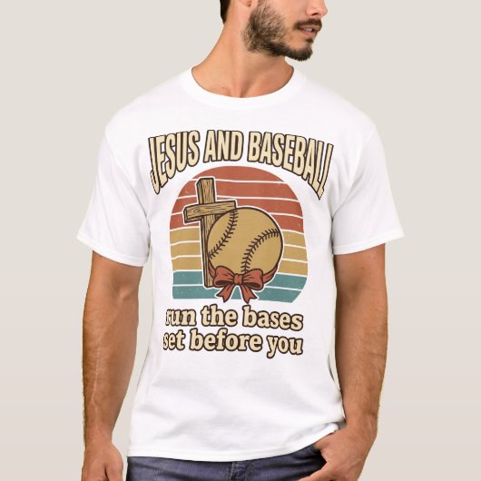 イエスと野球のビンテージのクリスチャンTシャツ Tシャツ (正面)