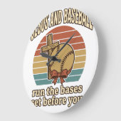 イエスと野球のビンテージ・クリスチャンTシャツ ラージ壁時計 (傾斜)