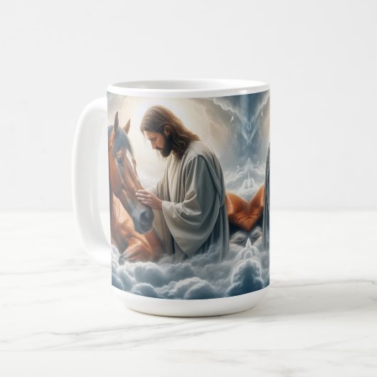 イエスと馬との哀れみの静かな光景 コーヒーマグカップ (正面左)