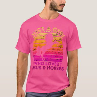 イエスと馬を愛する女性 キリスト教の女性 Tシャツ