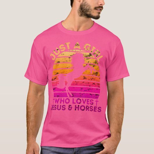 イエスと馬を愛する女性 キリスト教の女性 Tシャツ (正面)