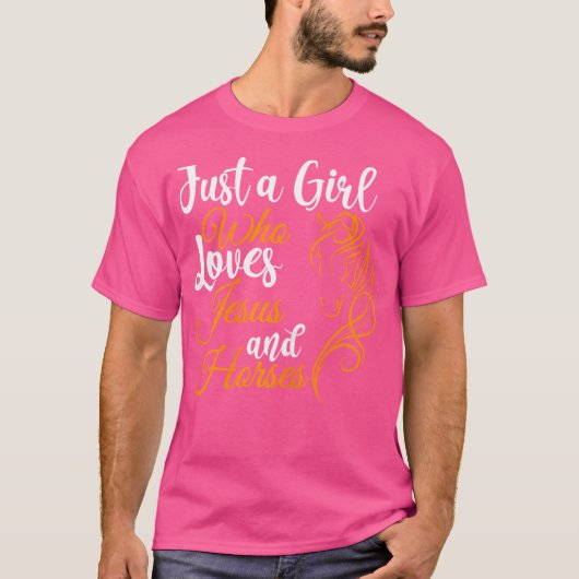 イエスと馬クリスチャンBを愛する女の子 Tシャツ (正面)