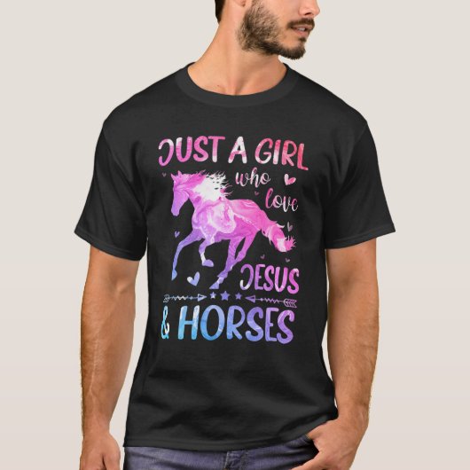 イエスと馬、女の子のための馬の贈り物 Tシャツ (正面)