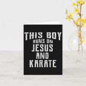 イエスにこの走男の子と空手Tシャツクリスティア カード (黄色い花)