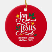 イエスに喜び 家族の名前のクリスマス セラミックオーナメント (正面)