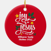 イエスに喜び 家族の名前のクリスマス セラミックオーナメント (裏面)