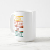 イエスに平和を見つけなさい。レトロコーヒーマグ コーヒーマグカップ (正面左)