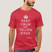 イエスに従いしるし赤い文字のクリスチャングッズ Tシャツ (正面)