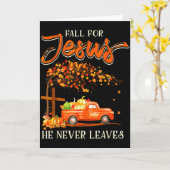 イエスに恋して、彼は決して離れない パンプキントラックに感謝 カード (黄色い花)