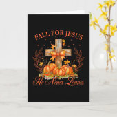イエスに恋して、彼は決して離れない 秋のクリスチャン男性 カード (黄色い花)