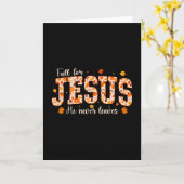 イエスに恋して、彼は決して離れない 秋のクリスチャン カード (黄色い花)