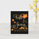 イエスに恋して 彼は決して離れない 秋のクリスチャン カード (黄色い花)