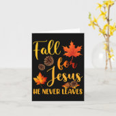 イエスに恋して、彼は決して離れない 秋のクリスチャン プ カード (黄色い花)