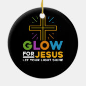 イエスのために輝く光を信じる信仰を交差させる セラミックオーナメント (裏面)