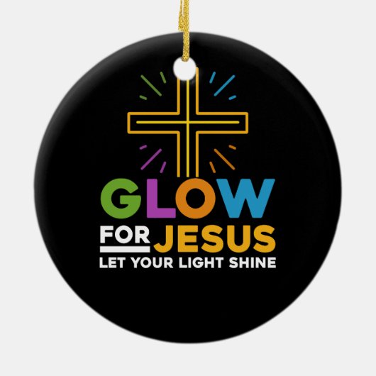 イエスのために輝く光を信じる信仰を交差させる セラミックオーナメント (裏面)