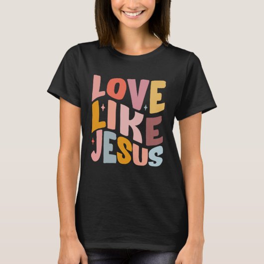 イエスのように愛する キリスト教 聖書の詩 プレッピー Tシャツ (正面)