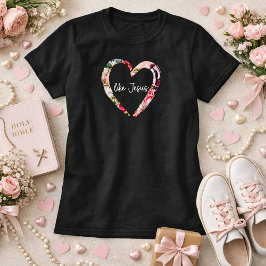 イエスのように愛する フラワーハート 女性用クリスチャンTシャツ Tシャツ