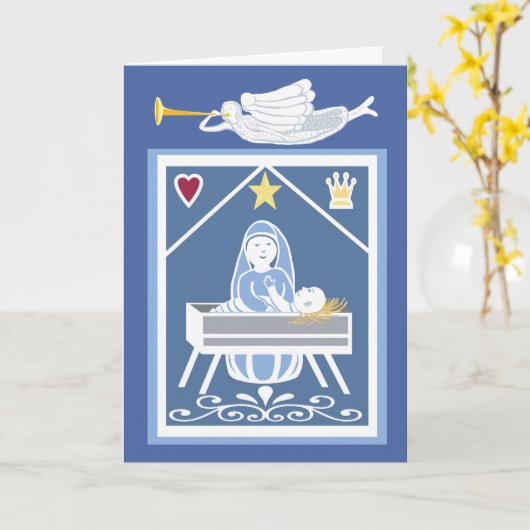 イエスのクリスマスの誕生日 カード (黄色い花)