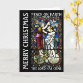 イエスのバプテスマ，ステンドグラス聖降誕祭の挨拶 カード (黄色い花)