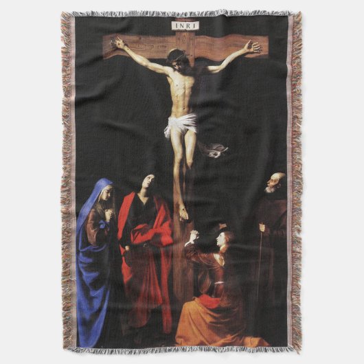 イエスの十字架とヴァージンマリア&セントジョン スローブランケット (正面縦)