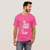 イエスの名においてギターを弾く キリスト教ギター プレーヤー Tシャツ (正面フル)